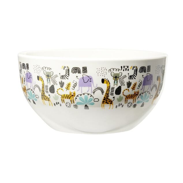 Bol en porcelaine blanc pour enfant motif animaux savane &Oslash;14xH7cm