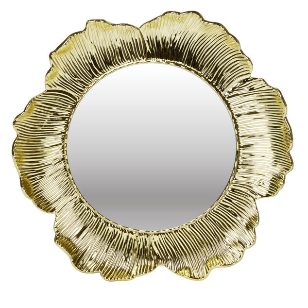 Miroir rond bord fleur doré Ø18cm