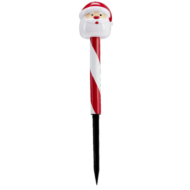 Borne solaire 1 LED No&euml;l rouge et blanc H35cm (2 mod&egrave;les)