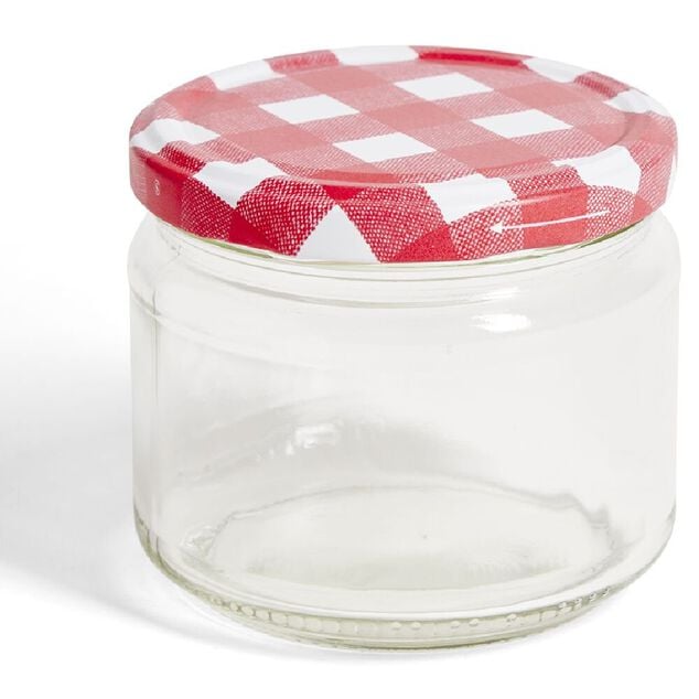 Lot de 4 pots &agrave; confiture acier et verre &Oslash;7,5xH8,7cm