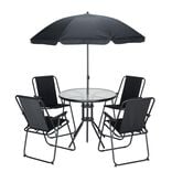 Ensemble repas 4 personnes Oslow table ronde &Oslash;80cm avec chaises et parasol