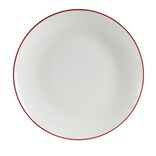 Assiette dessert porcelaine blanc liser&eacute; rouge &Oslash;20cm