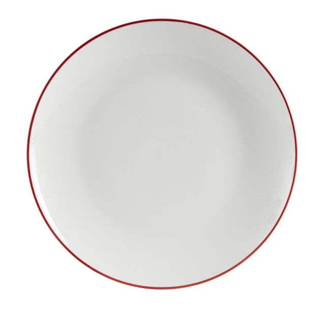 Assiette dessert porcelaine blanc liser&eacute; rouge &Oslash;20cm