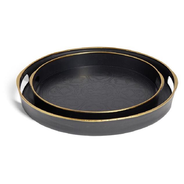 Lot de 2 plateaux Ø29cm et Ø36cm plastique noir