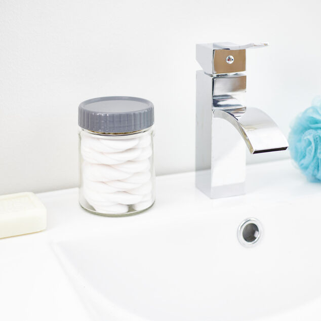 Bocal alimentaire en verre x2 couvercle plastique gris &Oslash;8xH10,5cm