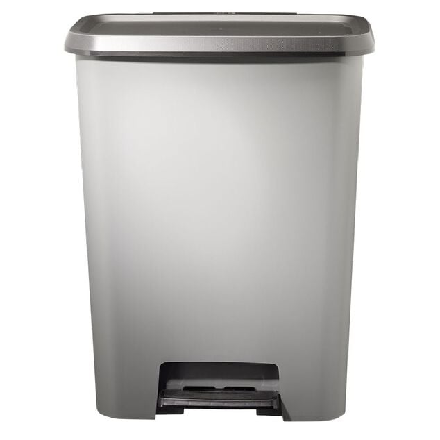 Poubelle &agrave; p&eacute;dale plastique gris 50L