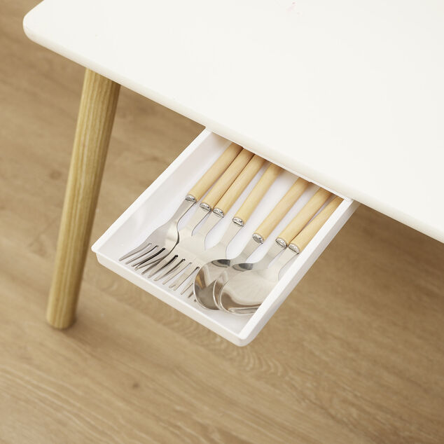 Tiroir de rangement adh&eacute;sif blanc 22x15x3,5cm