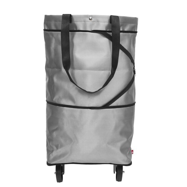 Chariot de course cabas 2-en-1 gris