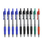Stylo bille rétractable noir rouge bleu vert x10