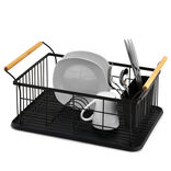 Égouttoir range-couverts poignées bambou plateau noir mat