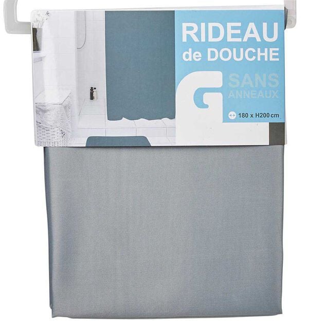 Rideau de douche gris clair sans anneaux