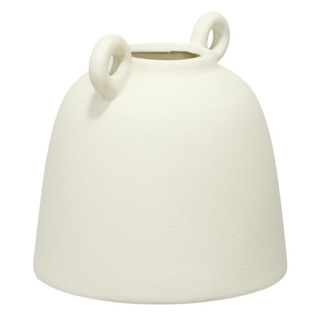 Vase c&eacute;ramique avec petites anses rondes blanc mat &Oslash;15xH15cm