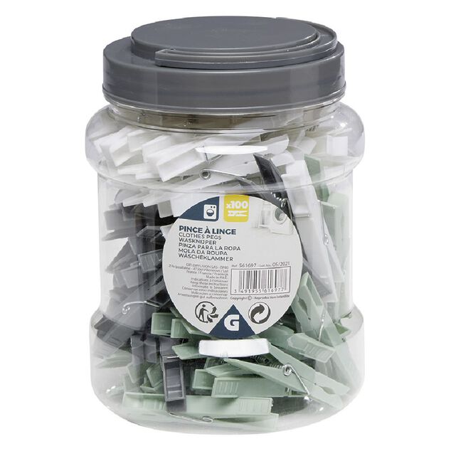 Pince à linge dans bocal plastique x100