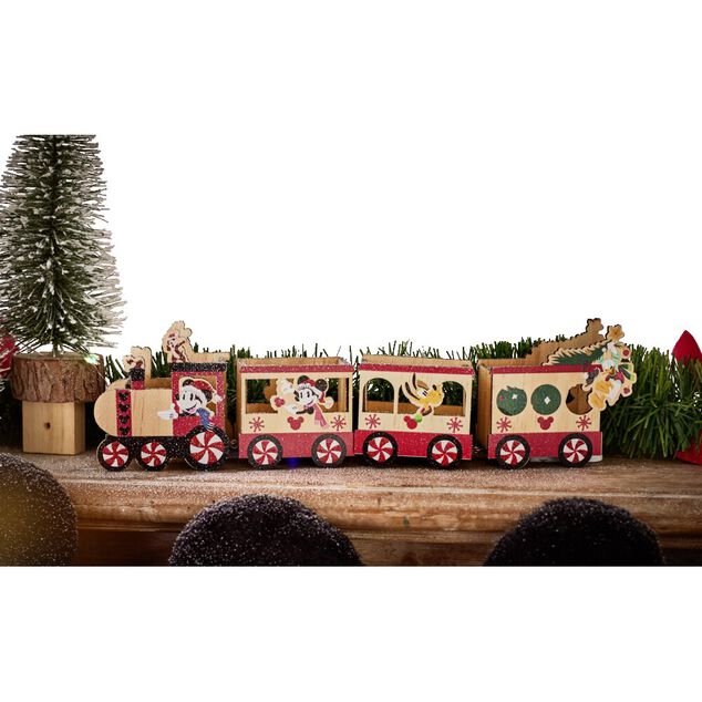 Train Disney Mickey en bois L38cm