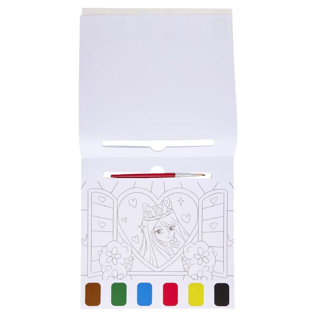 Cahier de peinture &agrave; l'eau - 6 couleurs et 1 pinceau