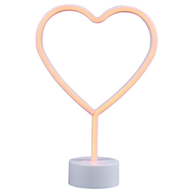 Lampe n&eacute;on sur base forme coeur PVC 29,5x20cm rouge