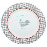 Assiette à dessert ronde design poule rebord géographique Ø19cm