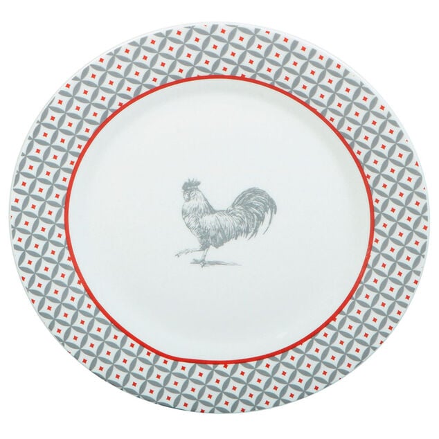 Assiette à dessert ronde design poule rebord géographique Ø19cm