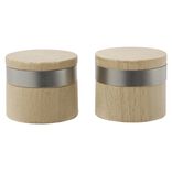 Embout de tringle en bois naturel bague m&eacute;tal &Oslash;28mm x2