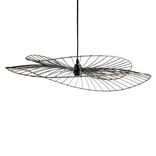 Suspension ondul&eacute;e double filaire m&eacute;tal noir &Oslash;69xH13cm