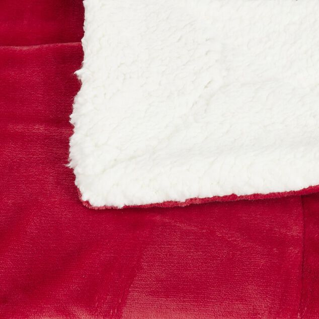 Plaid pilou pilou réversible rouge et blanc 127x152cm