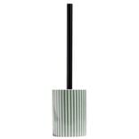 Brosse WC socle rond grès rayure verticale vert et blanc Ø9,2xH36cm