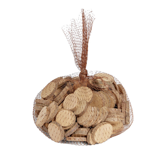 Mini rondin de bois &Oslash;5cm dans filet 100 pi&egrave;ces
