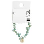 Bracelet pierres vertes imitation avec pampille doré