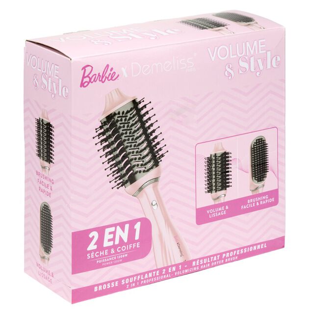Brosse soufflante c&eacute;ramique et plastique rose L25cm