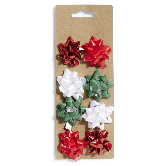 Noeud bolduc rouge blanc vert x8