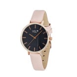 Montre femme cadran rond bracelet simili rose