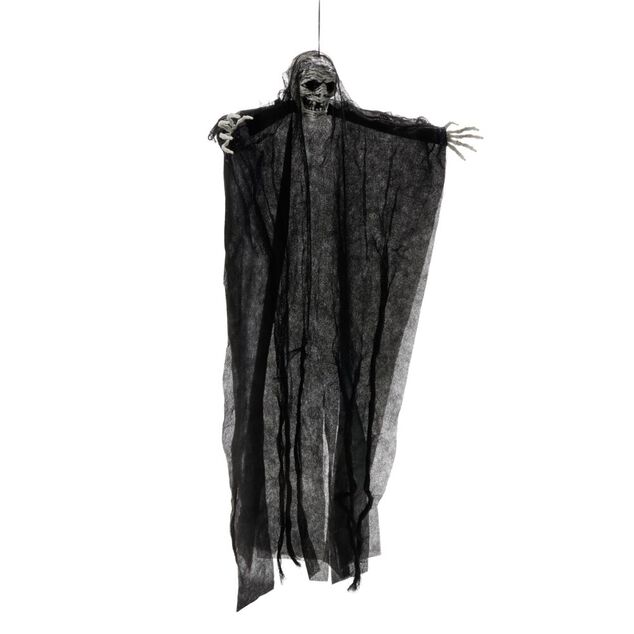 D&eacute;coration Halloween &agrave; suspendre fant&ocirc;me squelette H66cm (2 mod&egrave;les)