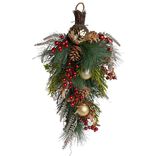 Décoration de Noël doré et rouge à suspendre ou poser H50cm