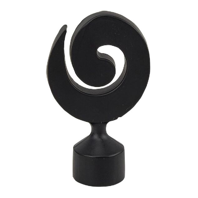 Embout tringle &agrave; rideau &Oslash;20mm m&eacute;tal forme spirale noir mat x2