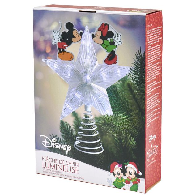 Cimier t&ecirc;te de sapin No&euml;l lumineuse Mickey et Minnie Disney