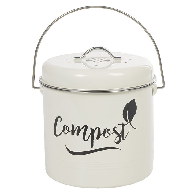 Composteur de cuisine beige noir design compost