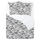 Parure de lit 2 personnes 240x220cm r&eacute;versible jungle noir et blanc