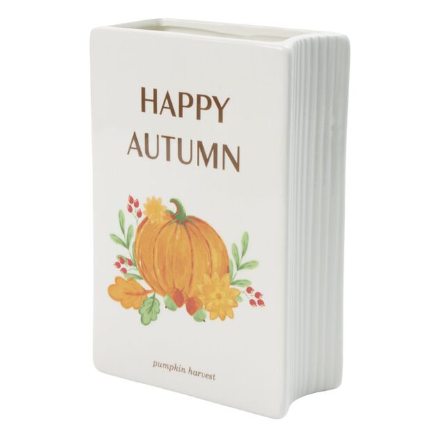 Vase rectangulaire automne en c&eacute;ramique 13,5x6,5xH20cm (2 mod&egrave;les)