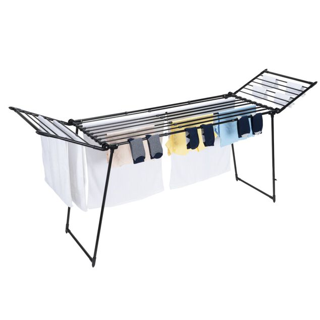 &Eacute;tendoir modulable s&eacute;choir extensible 175-233cm plastique noir 22m d'&eacute;tendage