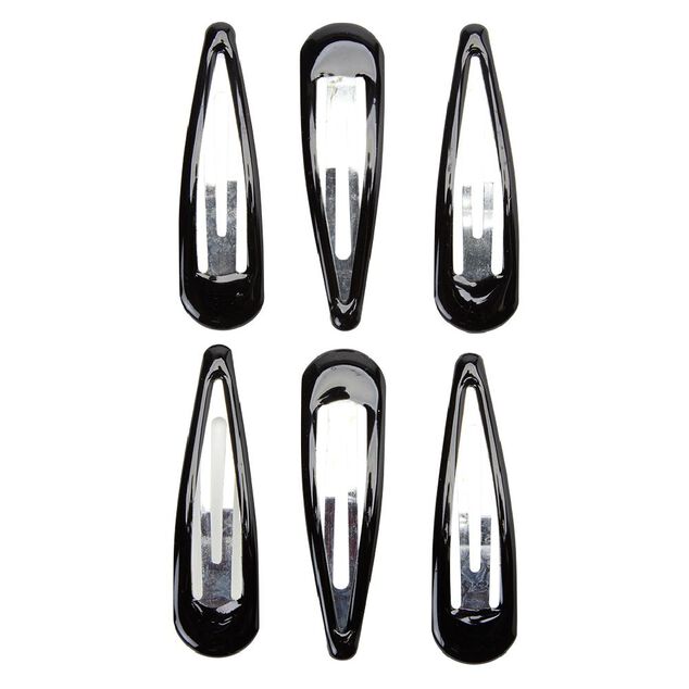 Barrette clic clac métal noir brillant x6