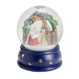 Boule &agrave; neige cr&egrave;che de No&euml;l polyr&eacute;sine dor&eacute;e ou bleue &Oslash;10xH13cm (2 mod&egrave;les)