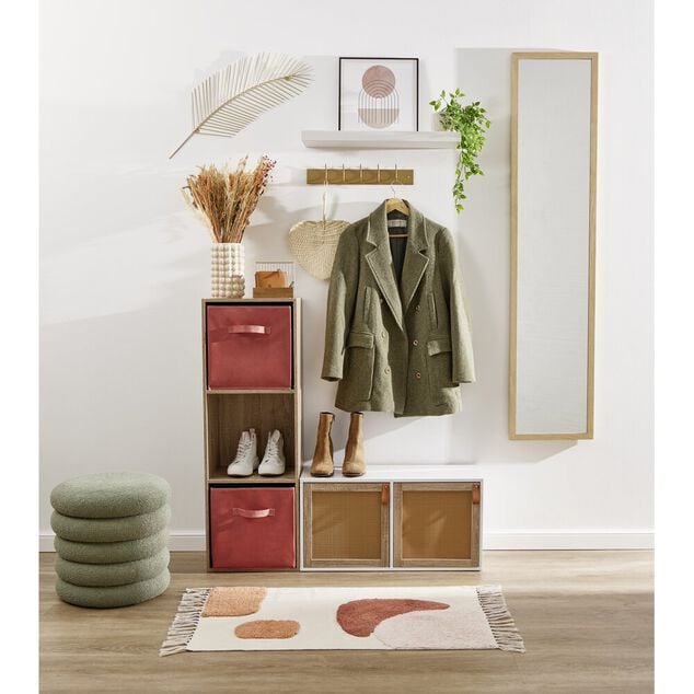 Porte cannage Box Cube 32,2x32,2x1,2cm bois marron