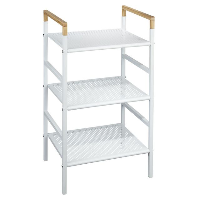 Desserte de salle de bains 3 niveaux métal blanc