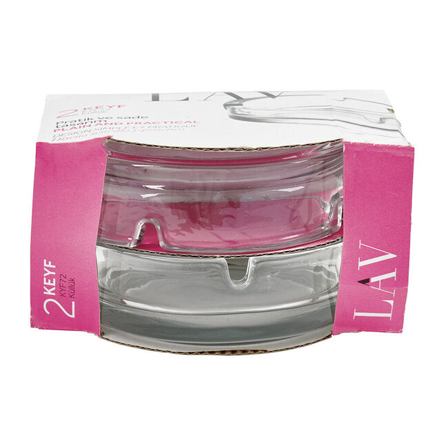 Cendrier rond transparent en verre x2