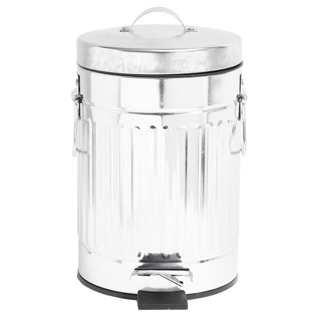 Poubelle en zinc gris avec pédale style rétro industriel Ø17xH28cm