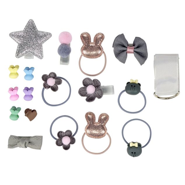 Accessoires pour cheveux 18 pièces élastique/barette/pince/ruban