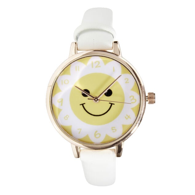 Montre enfant unisexe cadran rond motif soleil bracelet simili &Oslash;3,5xL23cm (2 mod&egrave;les)