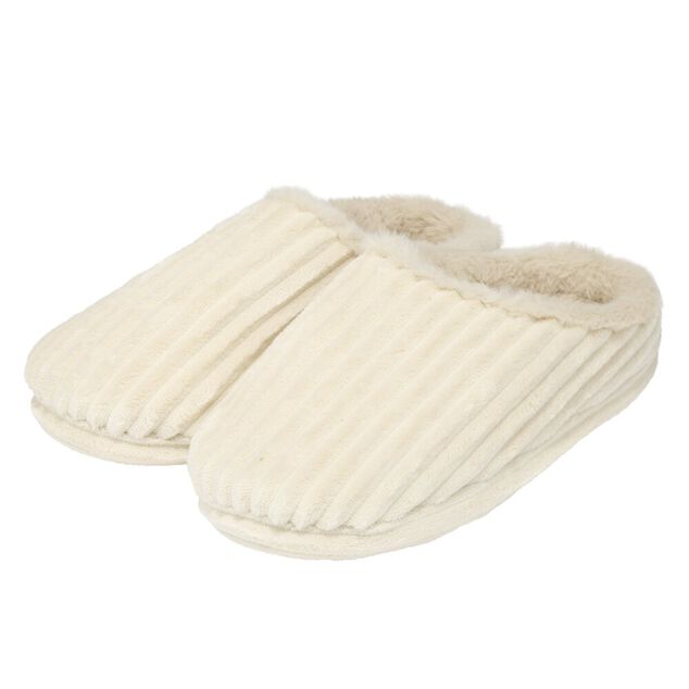 Chaussons femme c&ocirc;tel&eacute;s fourr&eacute;s beiges 36/37