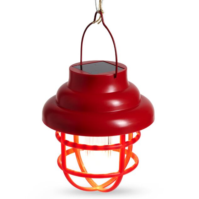 Borne solaire &agrave; suspendre rouge &Oslash;12xH14cm