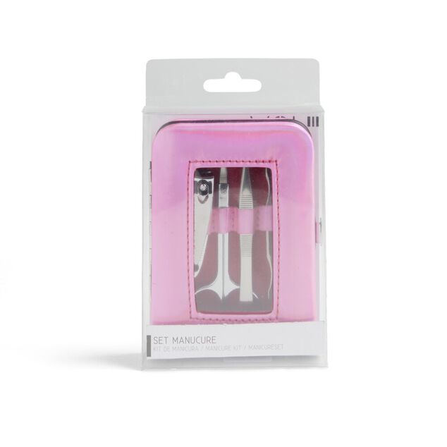 Set manucure 5 pièces avec trousse iridescente - 4 modèles